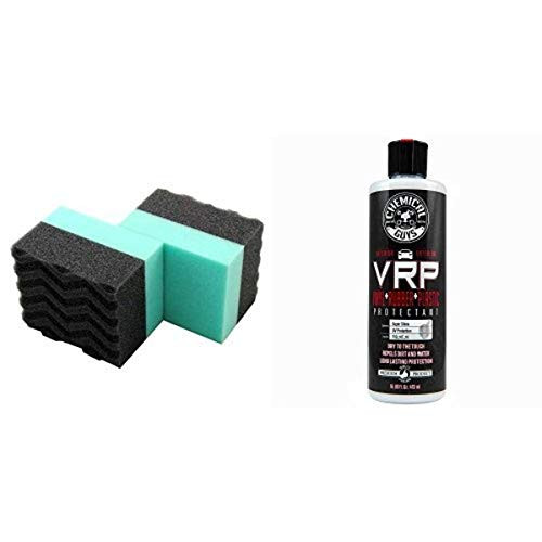 Chemical Guys ACC-3002 Durafoam Contoured Large Tire Dressing Applicator Pad Pack of 2 and Chemical Guys TVD-107-16 V_R_P_ Super Shine Dressing 16 oz Bundle