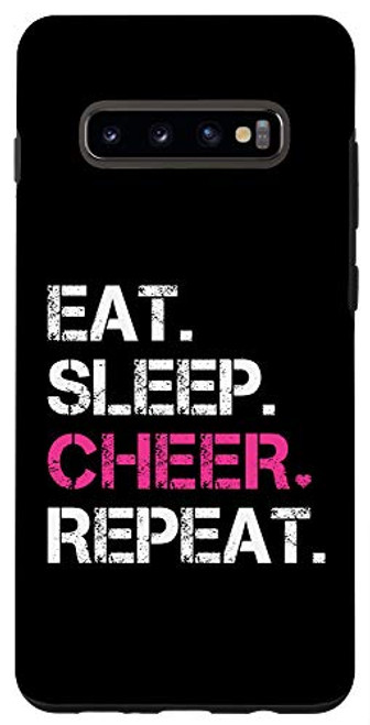 Galaxy S10 Eat Sleep Cheer Repeat  Pink  Cheerleader Phone Case