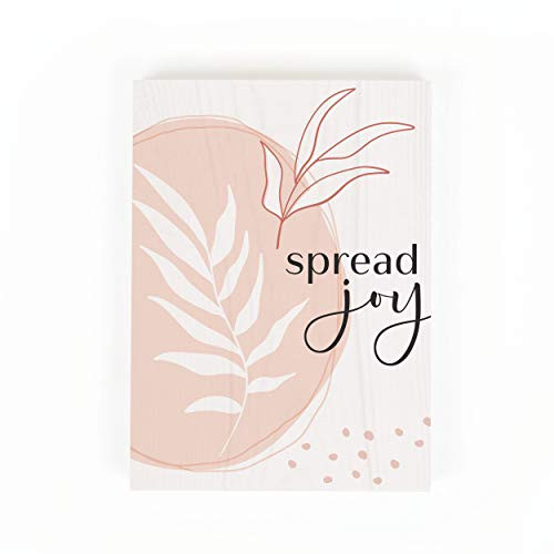 P_ Graham Dunn Spread Joy Peach Pink 7_25 x 5_5 Pine Wood Decorative Tabletop Block Sign