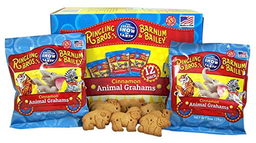 Ringling Brothers and Barnum and Bailey Cinnamon Animal Grahams Cracker Cookie Snack Packs for Kids 12 Pack 1 oz Pouches