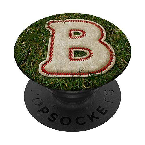 Letter B Baseball Monogram Initial PopSockets Grip and Stand for Phones and Tablets
