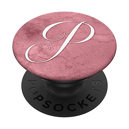 Letter P Pink Elegant Monogram Initial PopSockets Grip and Stand for Phones and Tablets