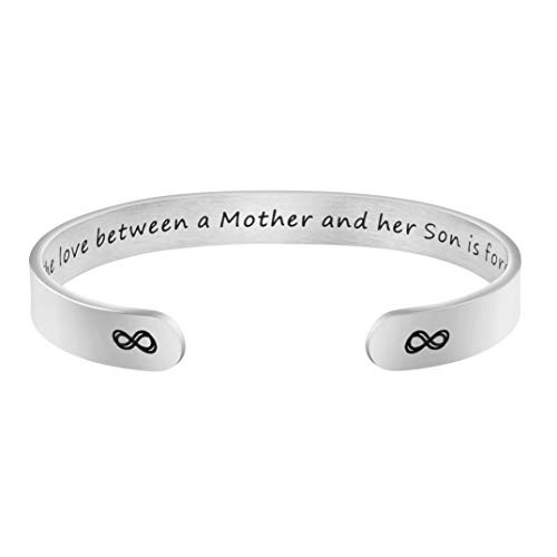 Joycuff Gifts for Mom from Son The Love Between A Mother and Son is Forever Cuff Bracelet Christmas Family Jewelry