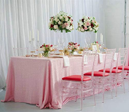 Shimmer-Baby Pink-Sequin Tablecloth Rectangle Sequin Table Overlay 50x72-inch Wholesale Shiny Elegant Sequin Table Cloth Sequin Linens