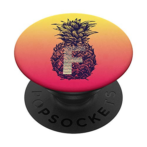 Orange Yellow Gradient Pineapple Monogram Initial Letter F PopSockets Grip and Stand for Phones and Tablets