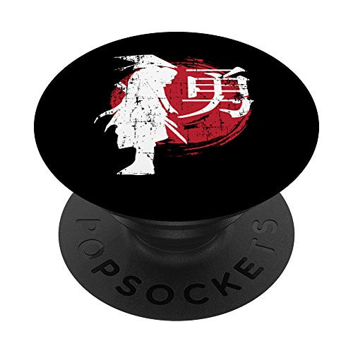 Retro Japanese Warrior Samurai Japan Writing Gift Men Women PopSockets Grip and Stand for Phones and Tablets