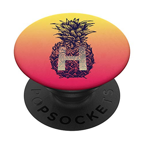 Orange Yellow Gradient Pineapple Monogram Initial Letter H PopSockets Grip and Stand for Phones and Tablets