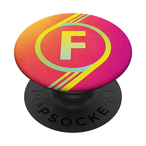 Orange Pink Yellow Gradient Ombre Monogram Initial Letter F PopSockets Grip and Stand for Phones and Tablets