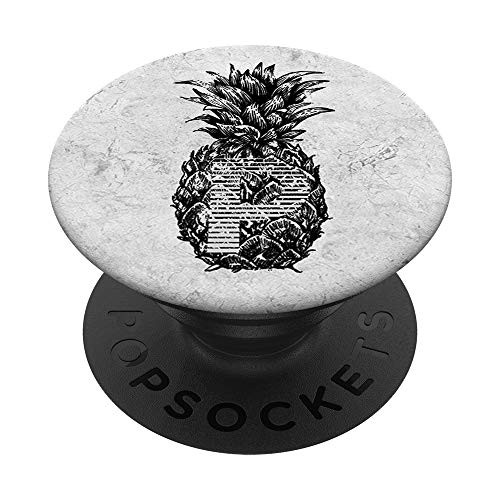 White Background Black Pineapple Monogram Initial Letter P PopSockets Grip and Stand for Phones and Tablets