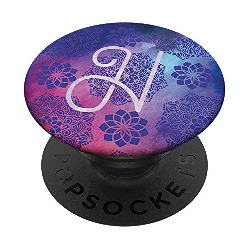 Teal Blue Purple Gradient Mandala Monogram Initial Letter H PopSockets PopGrip Swappable Grip for Phones   Tablets