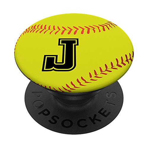 Softball Player Initial J Letter Monogram Name Gift PopSockets Grip and Stand for Phones and Tablets