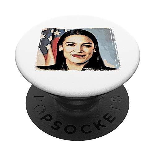 AOC Shirt Alexandria Ocasio-Cortez Picture AOC Art Portrait PopSockets PopGrip Swappable Grip for Phones   Tablets