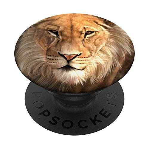 Lion Face Head Portrait - King of the Jungle Animal Graphic PopSockets Grip and Stand for Phones and Tablets
