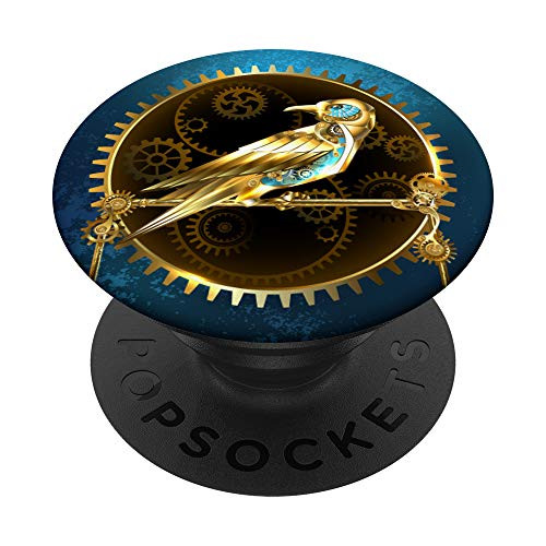 Mechanical Gear Steampunk Bird on Victorian Blue PopSockets Grip and Stand for Phones and Tablets