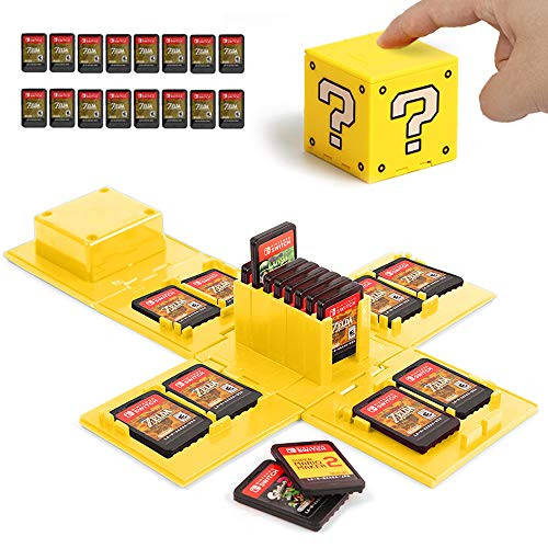 Nintendo Switch Game Card Case Game Card Holder for Nintendo Switch Games with 16 Card Slots Question Block Yellow