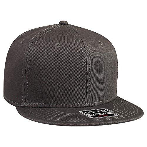 Otto SNAP Cotton Twill Round Flat Visor 6 Panel Pro Style Snapback Hat - Char_ Gray