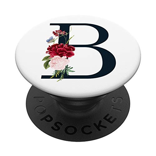 Letter B Floral Monogram Initial PopSockets Grip and Stand for Phones and Tablets
