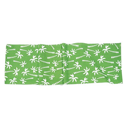 C F Home Beachy Green Palm Trees Coastal Tropical Beach Sea Life Handcrafted Woven Premium Cotton Table Runner Table Runner Green