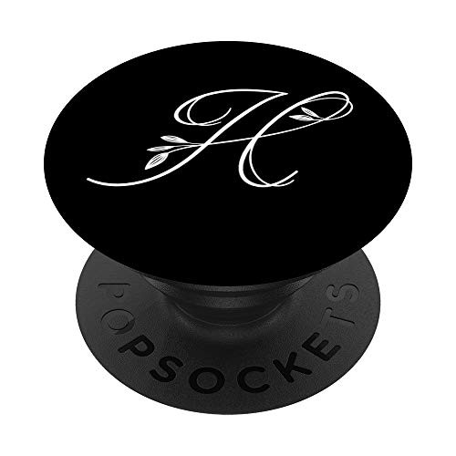 Letter H Monogram Gift Floral Design Flower Font Initial H PopSockets PopGrip Swappable Grip for Phones   Tablets