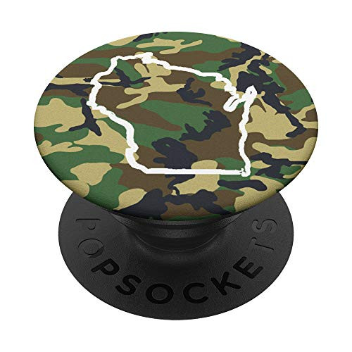 Wisconsin Home WI Camo Gear Wisconsin Vintage Map PopSockets PopGrip Swappable Grip for Phones   Tablets
