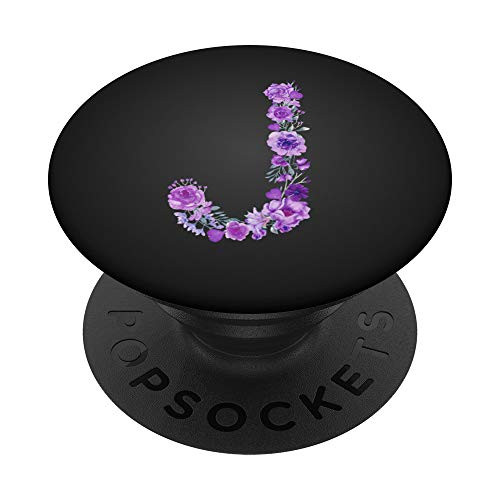 Letter J Monogram Watercolor Floral PopSockets PopGrip Swappable Grip for Phones   Tablets