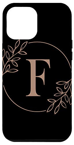 iPhone 12 Pro Max Monogram Initial Letter F Floral Pattern Case