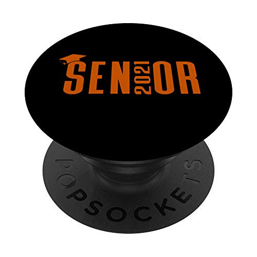 Senior 2021 - High School Color Burnt Orange Graduation Cap PopSockets Grip and Stand for Phones and Tablets