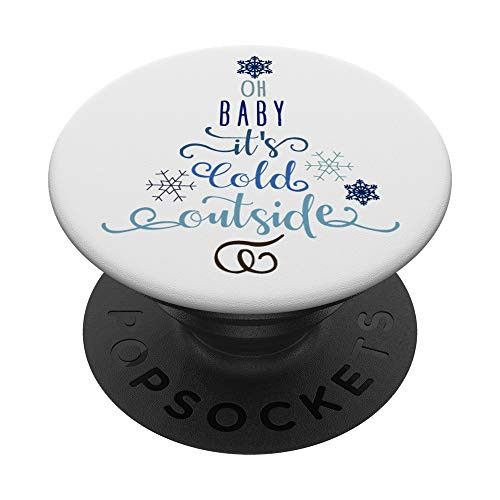 Cute Christmas Snowflake Santa Cap Its Cold Outside Text PopSockets Grip and Stand for Phones and Tablets