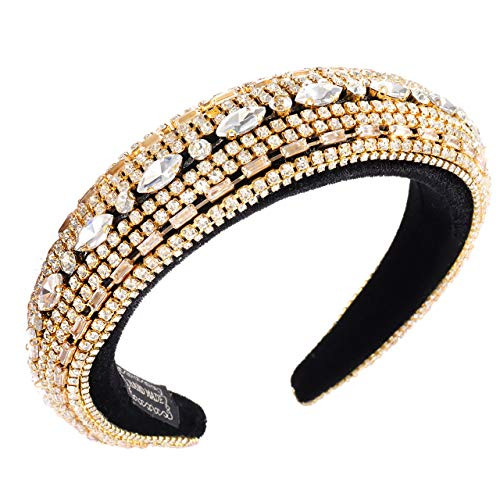 CEALXHENY Padded Rhinestone Crystal Velvet Headbands for Girls Sparkle Bejewelled Hairbands Colorful Rhinestone Embellished Headbands Wide Hair Hoop Holiday Birthday Party Gifts B Gold CEALXHENY Padded Rhinestone Crystal Velvet Headbands for Girls Sparkle Bejewelled Hairbands Colorful Rhinestone Embellished Headbands Wide Hair Hoop Holiday Birthday Party Gifts B Gold