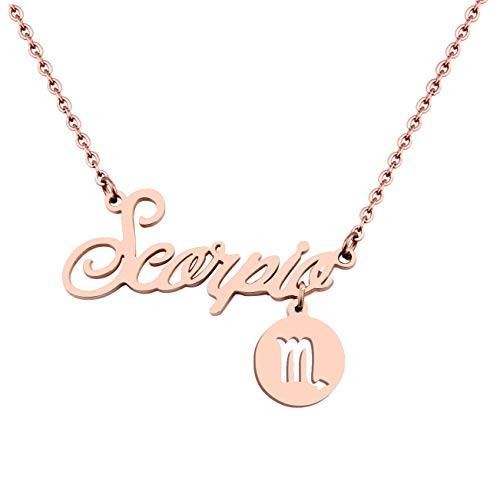 Best Birthday Gift 12 Zodiac Necklace Constellation Horoscope Astrology Disc Charm Necklace Pendant Rose gold Scorpio necklace