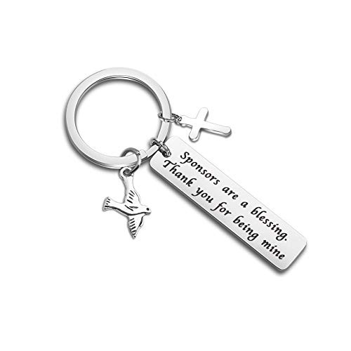 SEIRAA Confirmation Sponsor Thank You Gift Catholic Mentor Gift Thank You for Being Mine Keychain Gift for Godparents Godmother