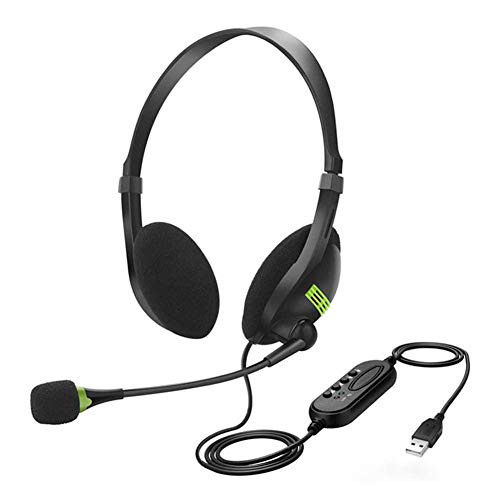 motifa USB Headset - Computer Headset with Microphone - Lightweight PC Headset Wired Headphones - Business Headset for Skype Webinar Phone Call Center Computers Laptops