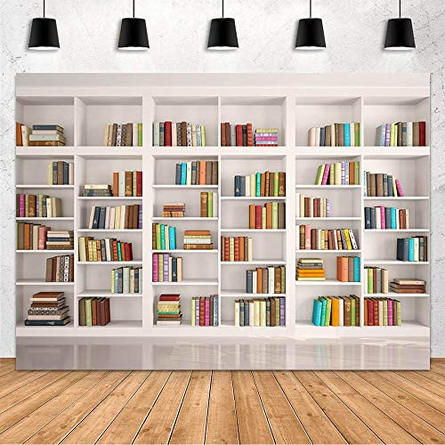 Mehofond Bookshelf Photo Background Bookcase Photography Backdrop Library Decoration Backdrop Videos Photo Shoot Studio Props Banner Vinyl 7x5ft