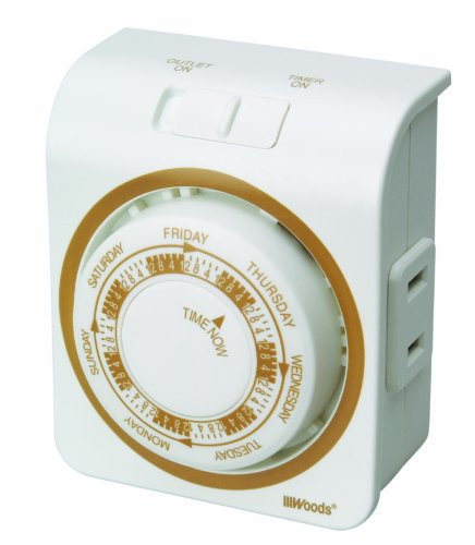 Woods 50003WD Indoor 7-Day Plug-In Mechanical Timer, 1 Polarized Outlet