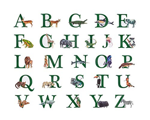 Animal Alphabet Wall Decor for Kids Watercolor Peel   Stick ABC Sticker Playroom Wall Decals - Removable Vinyl Alphabet Stickers for Kids for Bedroom Playroom   Baby Nursery Wall 4-8 W X 5_5 H