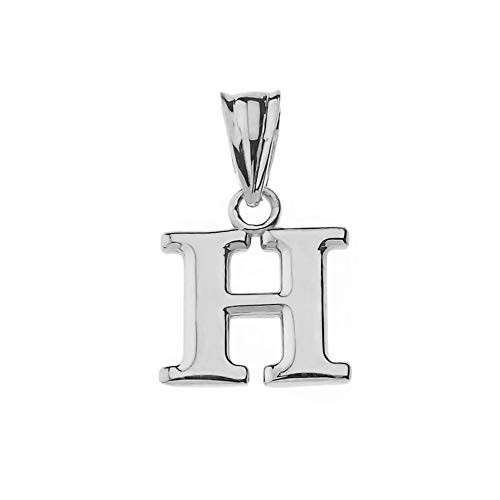Fine Personalized Initial H Charm Pendant in Solid Sterling Silver