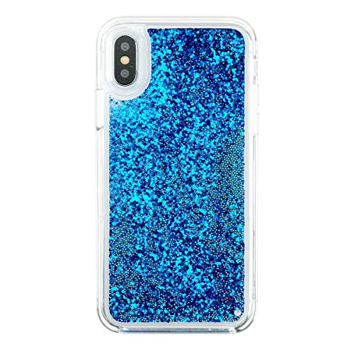 Momo Case iPhone Xs X - Case - Waterfall - Cascading Liquid Glitter - Protective Design - Apple iPhone 10 Blue iPhone XsX