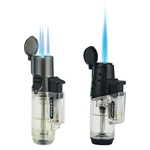 PROMISE Jet Torch Lighter Windproof Turbo Strong Flame Gas Butane Refillable Torch Lighter with Butane Window Gadgets for Men 2 Pack SingleTriple Power