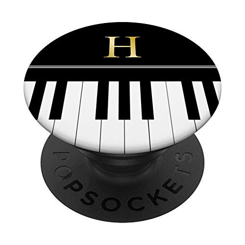 Music Monogram H Piano Keyboard Letter H initial PopSockets PopGrip Swappable Grip for Phones   Tablets
