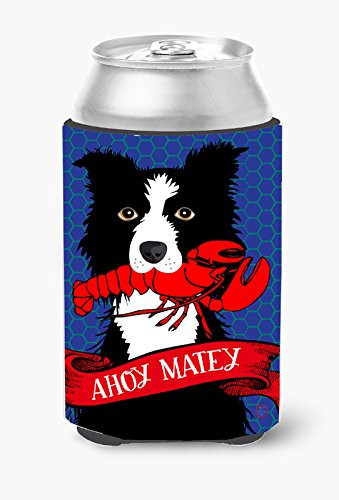 Caroline's Treasures VHA3011CC Ahoy Matey Nautical Border Collie Can Or Bottle Hugger, Multicolor
