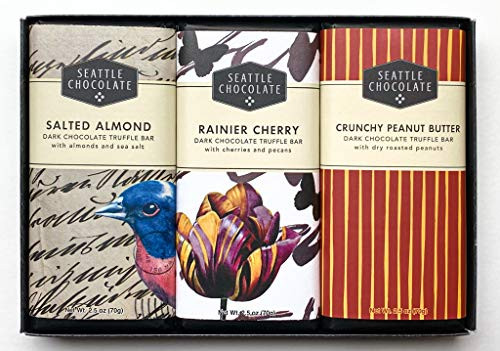 Seattle Chocolates Dark Trio Truffle Bar Gift Set 7_5 Ounce