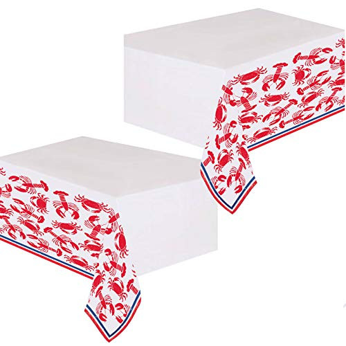 Seafood Party Supplies - Crab and Lobster Boil Plastic Table Cover 54 x 102 2 Pack