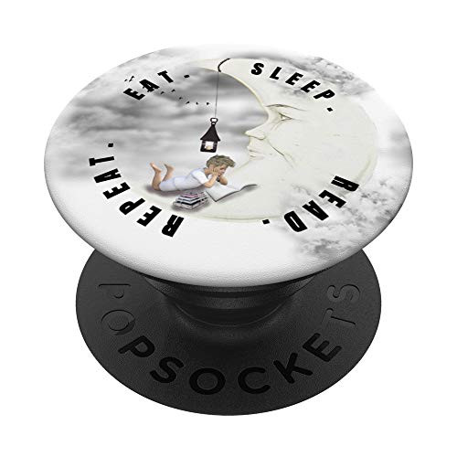 Eat Sleep Read Repeat Literary Gift for Readers and Bookworm PopSockets PopGrip Swappable Grip for Phones   Tablets