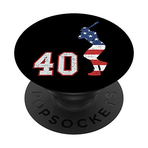 Baseball number 40 player with American USA flag phone stand PopSockets PopGrip Swappable Grip for Phones   Tablets