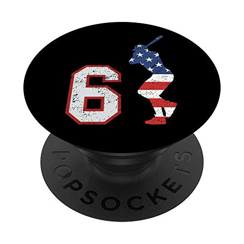 Baseball number 6 player with American USA flag phone stand PopSockets Grip and Stand for Phones and Tablets Baseball number 6 player with American USA flag phone stand PopSockets Grip and Stand for Phones and Tablets