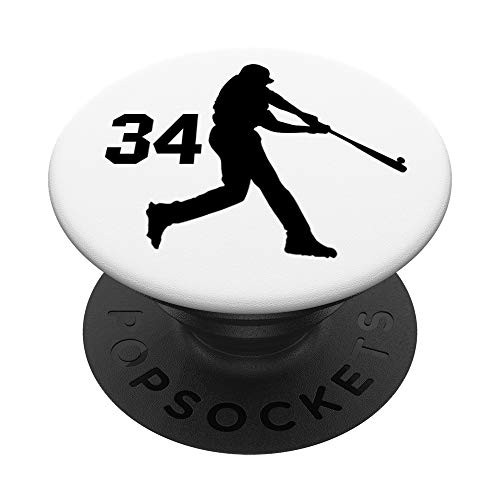 Number 34 34 Baseball Gifts for Men Boys Kids Year Old PopSockets Grip and Stand for Phones and Tablets