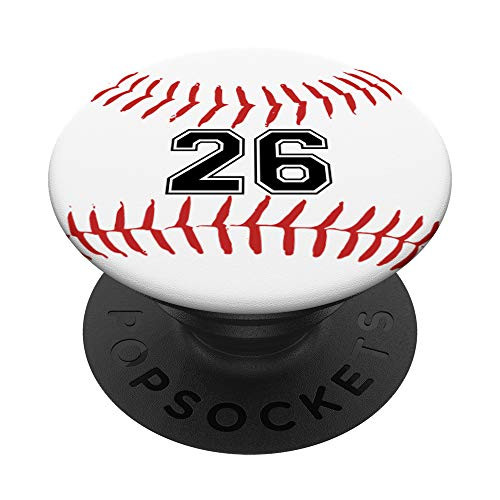 Baseball Player Jersey Number 26 PopSockets PopGrip Swappable Grip for Phones   Tablets