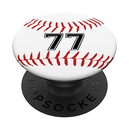 Baseball Player Jersey Number 77 PopSockets Grip and Stand for Phones and Tablets