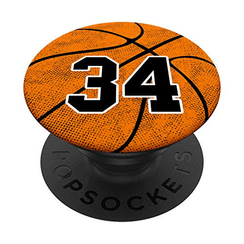 Basketball Number 34 B-Ball Player 34th Birthday Gift Zx PopSockets Grip and Stand for Phones and Tablets