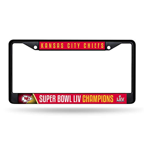 Rico Industries Inc_ Kansas City Chiefs Super Bowl LIV Champions Black Metal License Plate Frame Chrome Tag Cover Football Rico Industries Inc_ Kansas City Chiefs Super Bowl LIV Champions Black Metal License Plate Frame Chrome Tag Cover Football